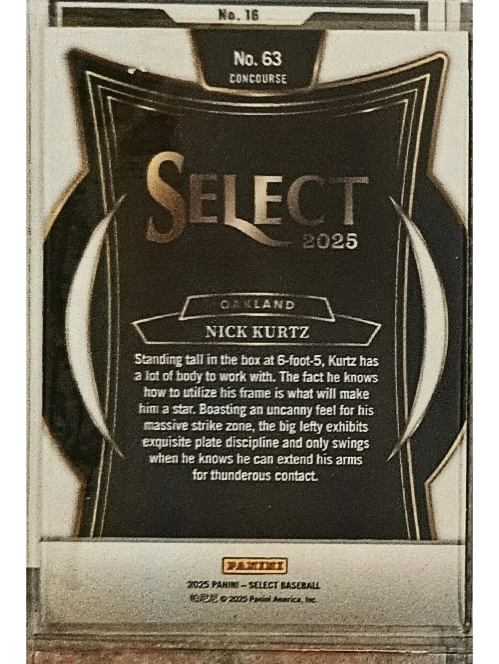 2025 Panini Select - Concourse Nick Kurtz #63 (RC) A's